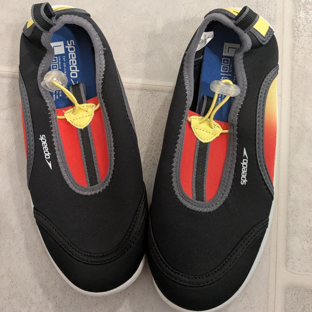 Speedo Kids Water Shoes - Black, Yellow, and Red